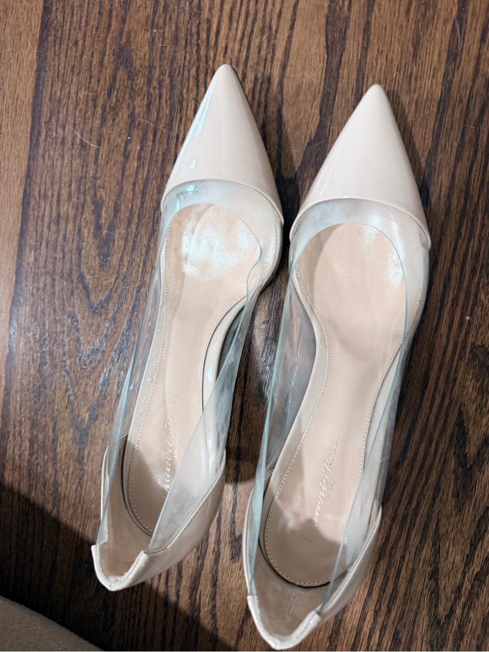 Gianvito Rossi Plexi 55 Nude Patent Leather & Clear PVC Pump